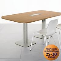 Tavolo riunione MecoOffice rettangolare L180 x P100 x H74 cm Noce/argento