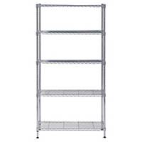 Alba Chrome Steel Medium Shelving Unit - 5 Shelves