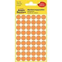 Avery Zweckform 3148 színes címke, Ø 12 mm, neon narancssárga, 270 darab/ csomag