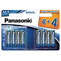 Pile alcaline Panasonic Evolta LR6/AA, les 8 piles