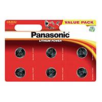 Pile bouton Panasonic Lithium Power CR-2032/6BP, les 6 piles