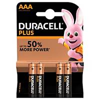 Duracell Plus Power LR03/AAA alkaline batterij, per 4 batterijen