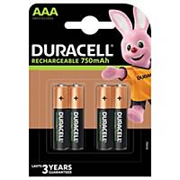 Duracell Recharge Plus Type AAA Batteries 750 Mah, pack of 4