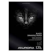 Aurora tekenpapier, 20 vellen, A4, 120 g, zwart, per pak