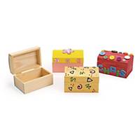 Boîtes à bijoux en bois Colorations à décorer, le paquet de 12 pièces