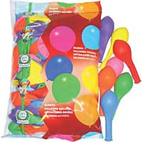 Bolsa 100 balões de látex cores variados
