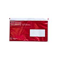 Document Pocket, C5/6, window on right, red, printed, Pack of 250