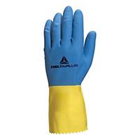 Latexové rukavice Delta Plus Duocolor VE330, 30cm, veľkosť 6/7, žlté, 12 párov