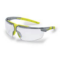 Safety glasses Uvex 6108, w/ dioptre correction +2.0, grey/lime, clrlss lens