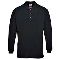 Portwest FR10 polo with long sleeves, black, size L, per piece