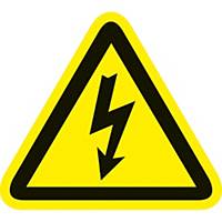 Pictogram waarschuwing gevaarlijk elektrische spanning vinyl 90mm