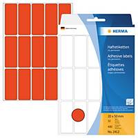 Universal-Etiketten Herma 2412, 20 x 50mm (LxB), rot, 480 Stück