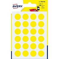 Etiketten Avery Zweckform PSA15J, 15 mm, rund, gelb, Packung à 168 Stück