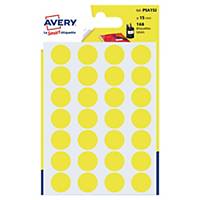 Barevné etikety Avery, Ø 15, žluté, 168 etiket/balení