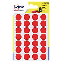Avery PSA15R ronde gekleurde etiketten, 15 mm, rood, per 168 etiketjes