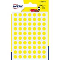 Etiketten Avery Zweckform PSA08J, 8 mm, rund, gelb, Packung à 490 Stück