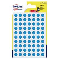 Runde etiketter Avery PSA08B, Ø 8 mm, blå, pakke a 490 stk.
