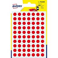 Etiketten Avery Zweckform PSA08R, 8 mm, rund, rot, Packung à 490 Stück