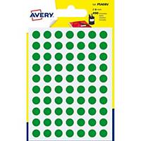 Étiquettes Avery Zweckform PSA08V, 8 mm, rondes, vert, paq. 490 unités