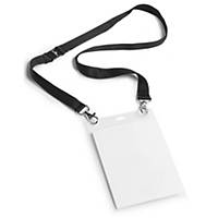 Durable Event Name Badge A6 - Includes Black Lanyard - Transparent - Pack of 10