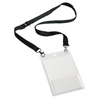 Durable Event Name Badge A6 - Includes Black Lanyard - Transparent, Pack of 20