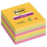 Post-it® Super Sticky Large Notes RIO-farver, 6 linjerede blokke, 101mm x 101mm