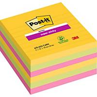 Post-it® Super Sticky Notes, ligné, couleurs Carnival, 101 x 101 mm, les 6
