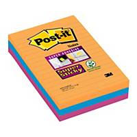 Post-It Super Sticky Notes Lined 101X152mm Bangkok Asst - Pack Of 3
