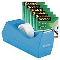 Pack 6 cintas adhesivas Scotch magic 19x33m + Dispensador de sobremesa C38 azul