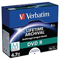 BOITE DE 5 DVD R VERBATIM MDISC IMPRIMABLES POUR ARCHIVAGE 