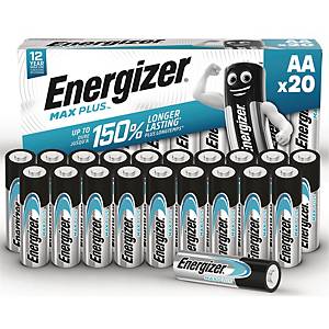 Batteri Energizer® Alkaline Max Plus™, AA, 1,5 V, pakke a 20 stk.
