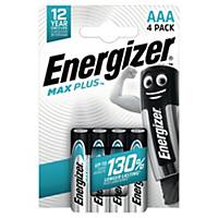 Energizer Max Plus AAA alkaline batterij, per 4 batterijen