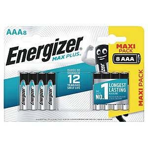 Batteri Energizer® Alkaline Max Plus™, AAA, 1,5 V, pakke a 8 stk.