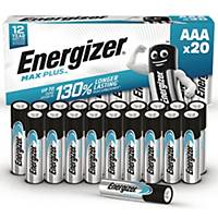 Batteri Energizer® Alkaline Max Plus™, AAA, 1,5 V, pakke a 20 stk.