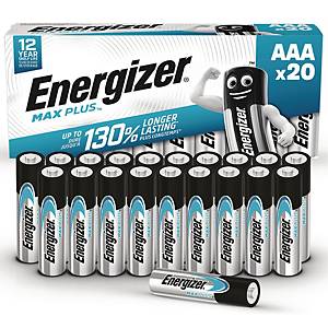 Batteri Energizer® Alkaline Max Plus™, AAA, 1,5 V, pakke a 20 stk.