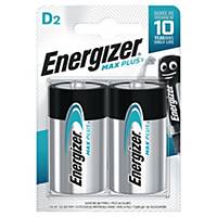 Batteri Energizer® Alkaline Max Plus™, D, 1,5 V, pakke a 2 stk.