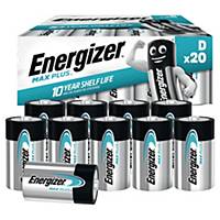 Energizer® Max Plus™ D/LR20 alkaliparisto, 1 kpl=20 paristoa