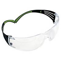 Schutzbrille 3M SF401 SecureFit, Filtertyp 2C, schwarz/grün, Scheibe farblos
