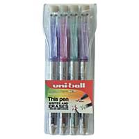 Uni-Ball Signo TSI UF220/07 gel roller pen, medium, uitwisbaar, set 4 kleuren