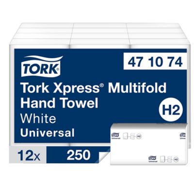 Tork Xpress® Multifold Hand Towels White H2, 471074, 1 Ply, Pack of 3000 Sheets