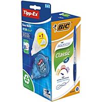 Bic Atlantis Ball Pens- Blu Pk 12 + free Tipp-Ex Easy Refill Corr.Tape + Refill