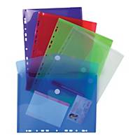 Exacompta A4 Polypropylene Punched Document Wallets - Assorted, Pack of 5