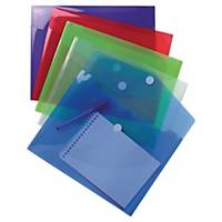 Pack 5 envelopes A4 polipropileno fecho textil cores surtidos EXACOMPTA