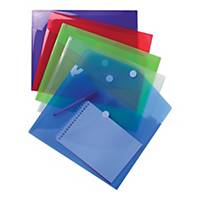 Exacompta A4 Document Wallets with Velcro - Assorted Colour, Pack of 5