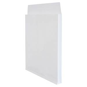 Lot de 20 - Grande enveloppe - pochette BLANCHE à soufflet 229 X 324 + 30  mm papier blanc extérieur intérieur marron 115 g fond pincé pour maintenir