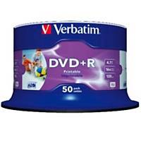 Verbatim DVD+R 43512, 4,7GB, Schreibgeschw.: 16x, bedruckbar, Spindel, 50 Stück
