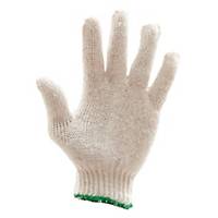 500G GLOVES COTTON PAIR FREE SIZE WHITE/GREEN PACK OF 12