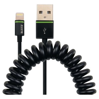 USB kabel Leitz, černý spirálový, délka 1 m