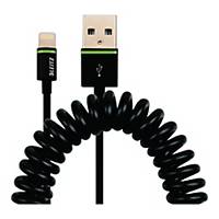 Leitz opgerolde lightning USB kabel, 1 meter, zwart