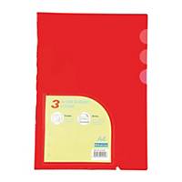 BINDERMAX 01049 3-Pocket Plastic Folders PP A4 Red